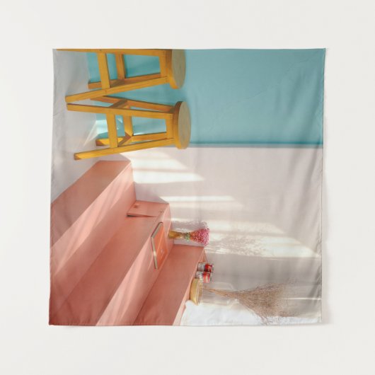 Twee gele houten stooten wandkleed (Voorkant (horizontaal))