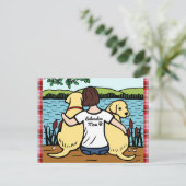 Twee gele labradors en mam briefkaart (Staand voorkant)
