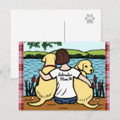 Twee gele labradors en mam briefkaart (Voorkant / Achterkant)
