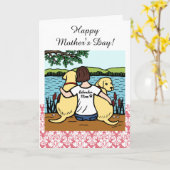 Twee gele labradors en mam kaart (Gele Bloem)