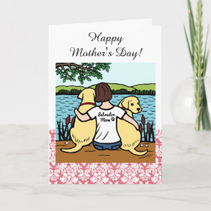 Twee gele labradors en mam kaart