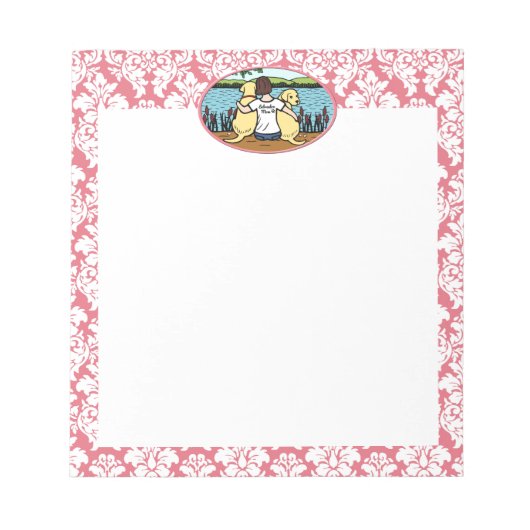 Twee gele labradors en mam notitieblok (Voorkant)