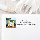 Twee gele labradors en papa etiket (Insitu)