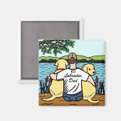 Twee gele labradors en papa magneet (Voorkant / Achterkant)