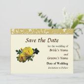 Twee gele rozen op zonneschijn sparen de Datum Save The Date (Staand voorkant)