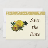 Twee gele rozen op zonneschijn sparen de Datum Save The Date (Achterkant)