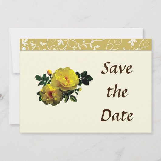 Twee gele rozen op zonneschijn sparen de Datum Save The Date (Achterkant)