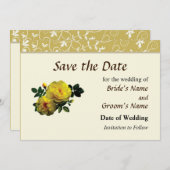 Twee gele rozen op zonneschijn sparen de Datum Save The Date (Voorkant / Achterkant)
