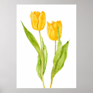 twee gele tulpen waterverf poster