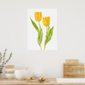 twee gele tulpen waterverf poster (Keuken)