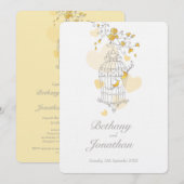 Twee gele vogels open vogelkooi bruiloft kaart (Voorkant / Achterkant)