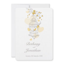 Twee gele vogels open vogelkooi bruiloft