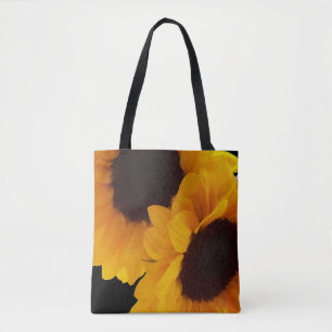 Twee gele zonnebloemen tote bag