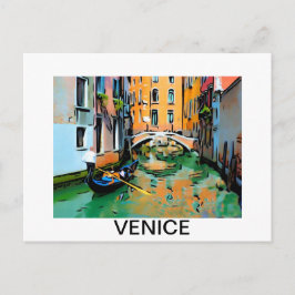 Twee geliefden in een gondel van Venetië, Italië. Briefkaart