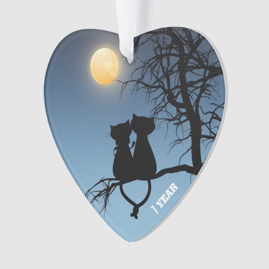 'Twee geliefden Kat Jubileum papieren harten Ornament (voorkant)