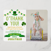 Twee gelukkige 2e verjaardagsfoto bedankt real folie uitnodiging (Voorkant)