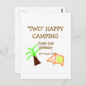 Twee gelukkige camping 2de verjaardag boom kamp ki briefkaart (Voorkant / Achterkant)