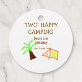 Twee gelukkige camping 2e verjaardag boomkamp kind bedankjes labels (Achterkant)