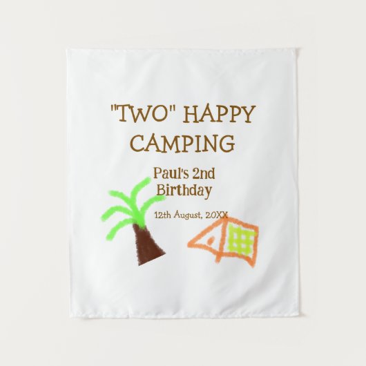 Twee gelukkige camping 2e verjaardag boomkamp kind wandkleed (Voorkant)