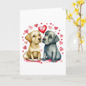 Twee gelukkige honden in liefde BLANK Kaart (Gele Bloem)