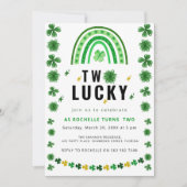 Twee gelukkige Shamrock verjaardagsfeestuitnodigin Kaart (Voorkant)