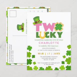 Twee gelukkige shamrocks 2e verjaardag St. Patrick Briefkaart