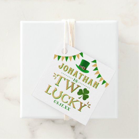 Twee gelukkige St. Patrick's Day 2e verjaardag Bedankjes Labels (In situ)