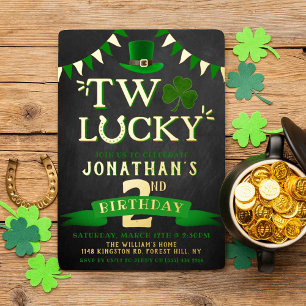 Twee gelukkige St. Patrick's Day 2e verjaardag Ech Folie Uitnodiging