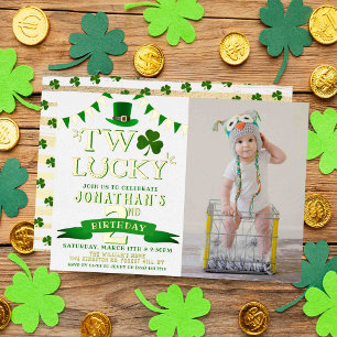 Twee gelukkige St. Patrick's Day 2e verjaardag Ech Folie Uitnodiging