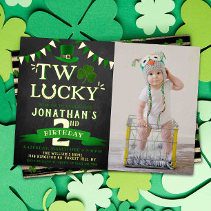 Twee gelukkige St. Patrick's Day 2e verjaardag Ech Folie Uitnodiging