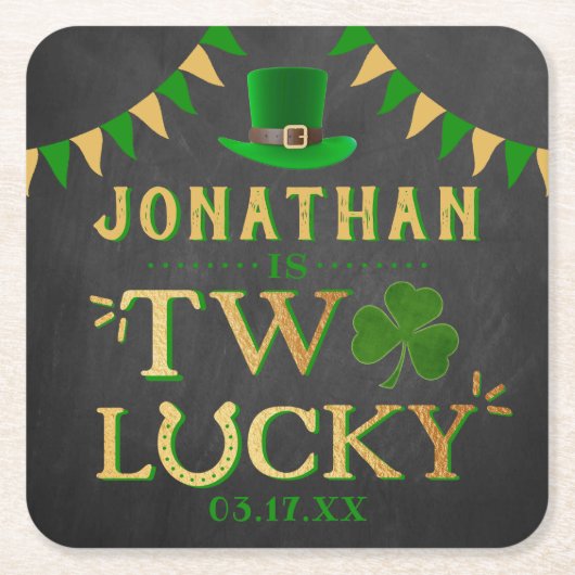 Twee gelukkige St. Patrick's Day 2e verjaardag Kartonnen Onderzetters (Voorkant)