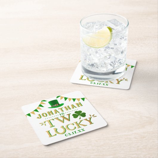 Twee gelukkige St. Patrick's Day 2e verjaardag Kartonnen Onderzetters (Insitu)