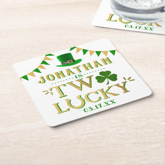 Twee gelukkige St. Patrick's Day 2e verjaardag Kartonnen Onderzetters (Schuin)