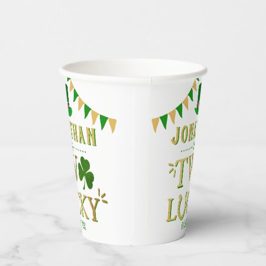Twee gelukkige St. Patrick's Day 2e verjaardag Papieren Bekers (Rechts)