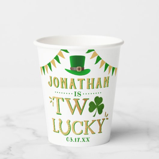 Twee gelukkige St. Patrick's Day 2e verjaardag Papieren Bekers (Voorkant)