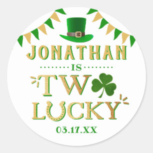 Twee gelukkige St. Patrick's Day 2e verjaardag Ronde Sticker
