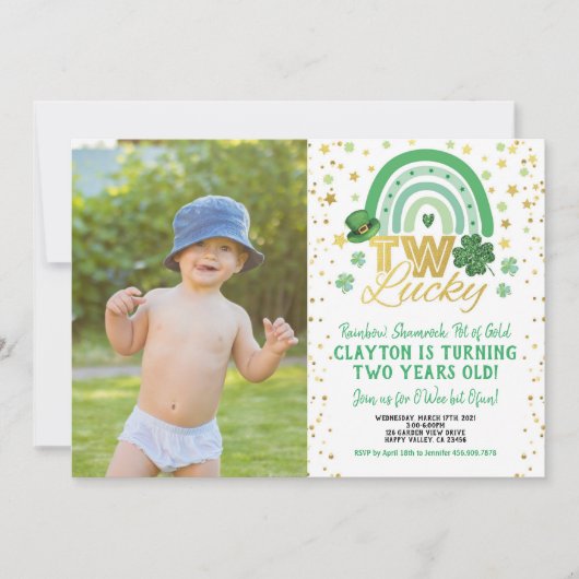 Twee gelukkige tweede verjaardag St Patrick's Day  Kaart (Voorkant)