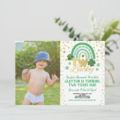 Twee gelukkige tweede verjaardag St Patrick's Day  Kaart (Staand voorkant)