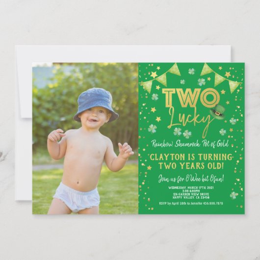 Twee gelukkige tweede verjaardag St Patrick's Day  Kaart (Voorkant)