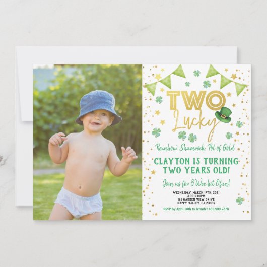 Twee gelukkige tweede verjaardag St Patrick's Day Kaart (Voorkant)
