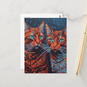 Twee gember Katten Briefkaart