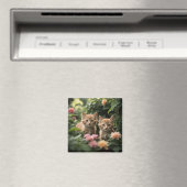 Twee gember Kittens die een weelderige tuin verken Magneet (Insitu (Vaatwasser))