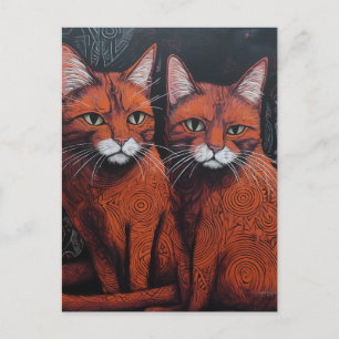 Twee gemberkatten briefkaart
