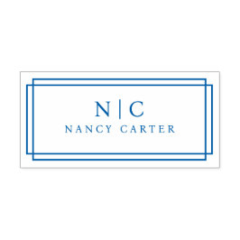 Twee geometrische grenzen met monogram  zelfinktende stempel