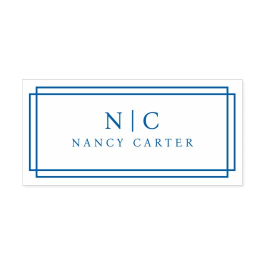 Twee geometrische grenzen met monogram  zelfinktende stempel (Design)