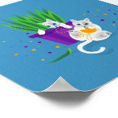 Twee Geometrische witte katten die ronddraaien Poster (Hoek)