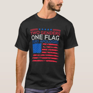 Twee Geslachten Één Vlag Geen Excuses Patriottisch T-shirt