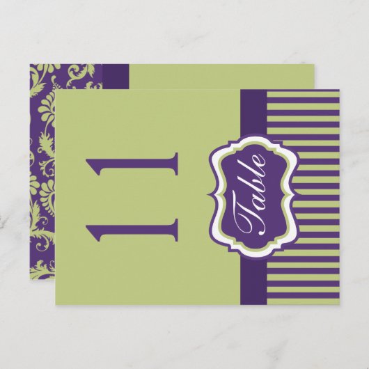 Twee gesteunde Paarse en Groene Aantal van de Lijs Briefkaart (Voorkant / Achterkant)