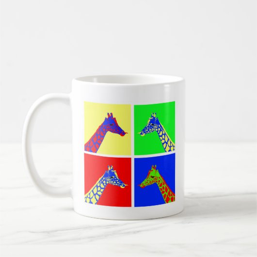 Twee gesteunde Pop Art Giraffe Koffiemok (Links)