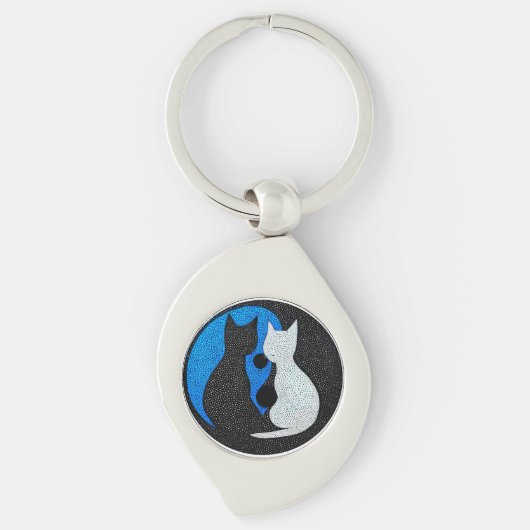 Twee gestileerde katten sleutelhanger (Voorkant)